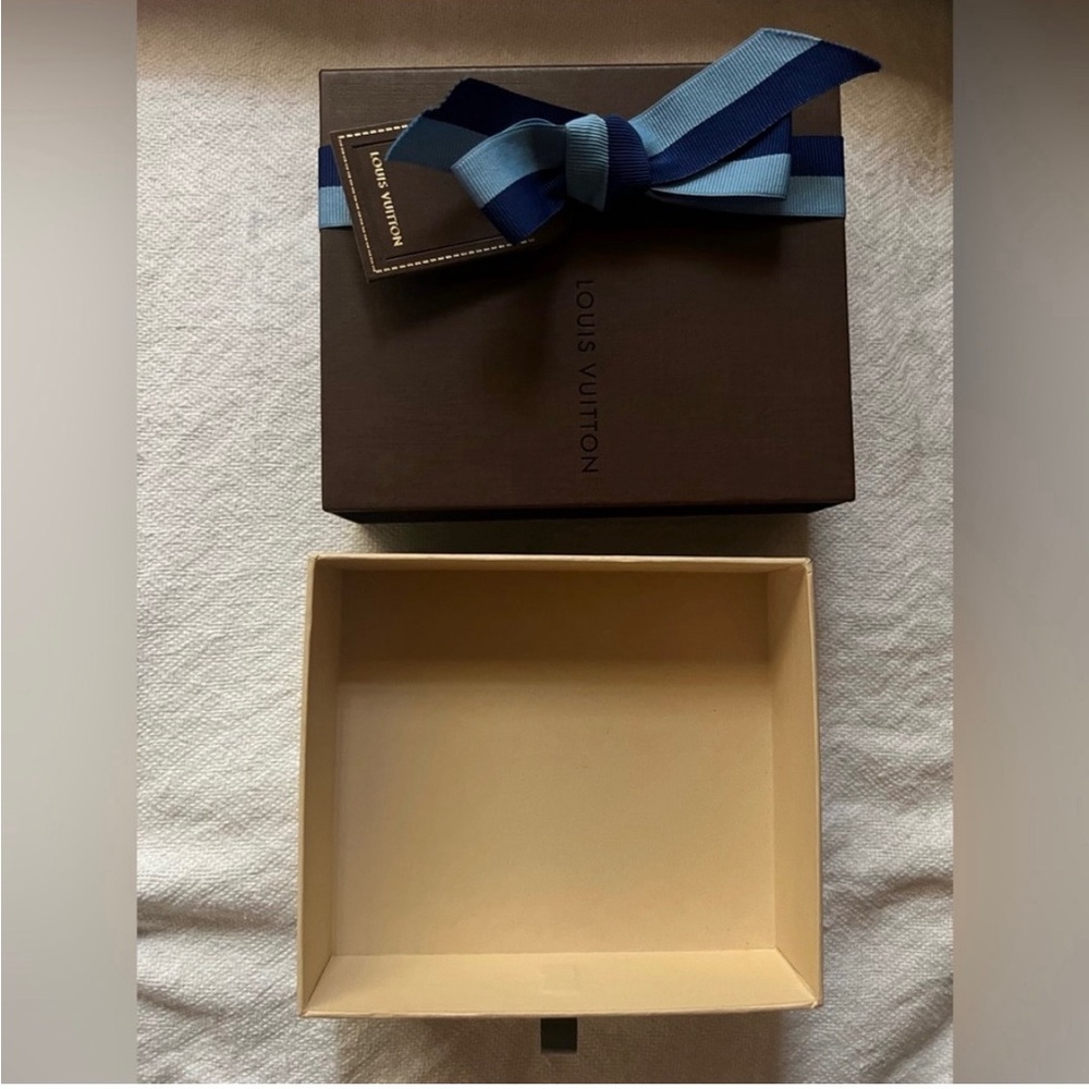 Louis Vuitton Brown Box with Blue Ribbon